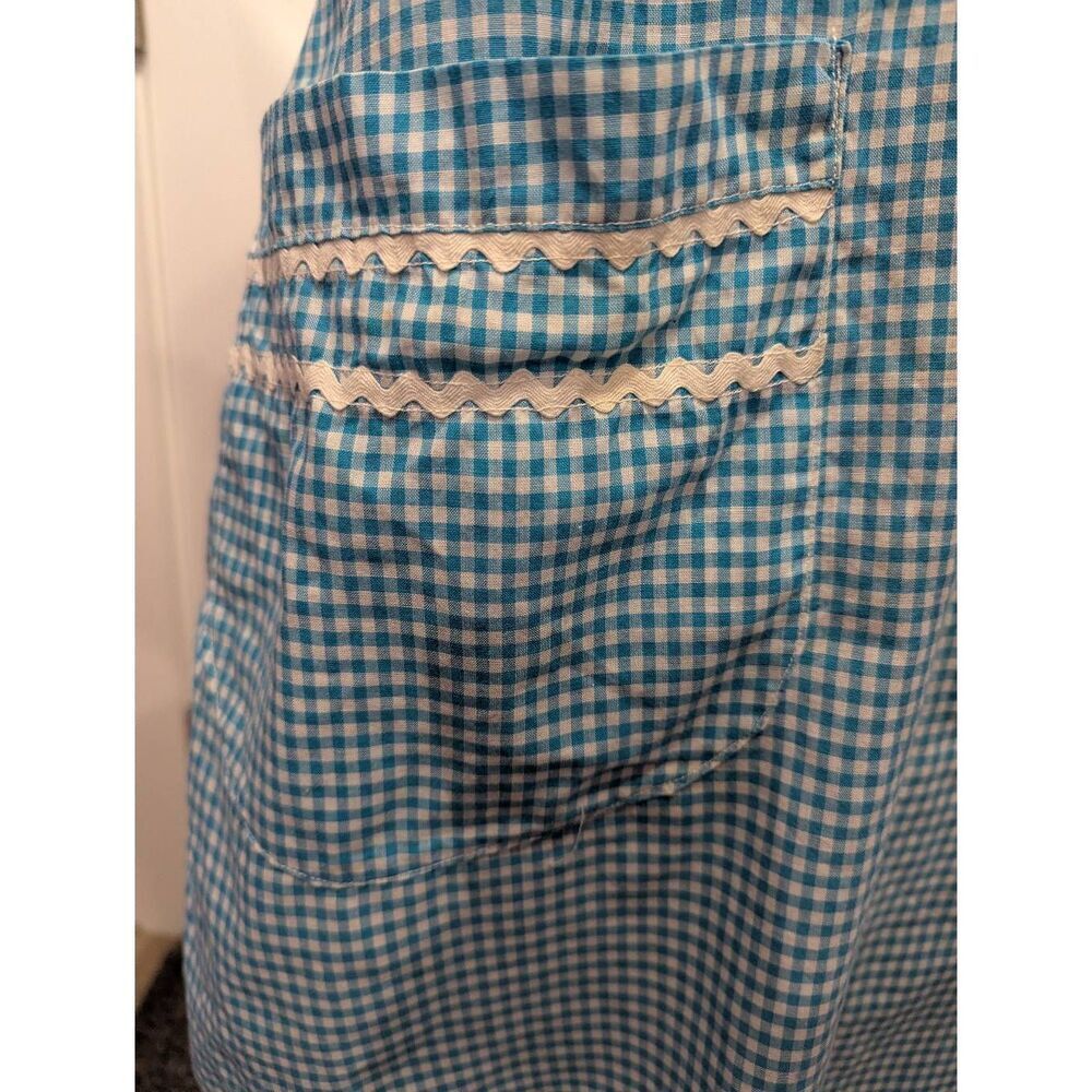 Vintage Handmade Gingham Apron 1960s MCM Pinup - Picture 2 of 8